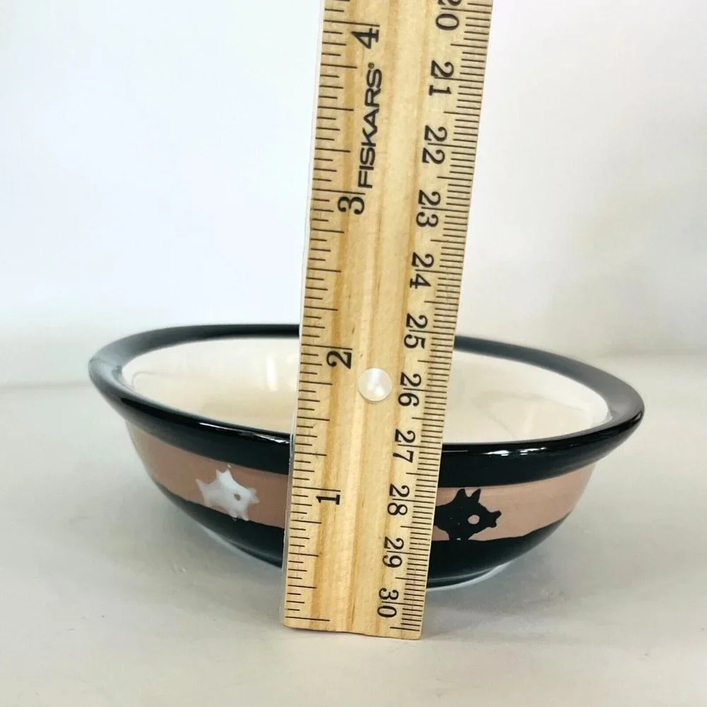 Petrageous Designs Playful Pet Kitty Eat Drink Cat Dish Black Tan White 6.25